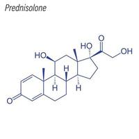 fórmula esquelética vetorial da prednisolona. molécula química da droga. vetor