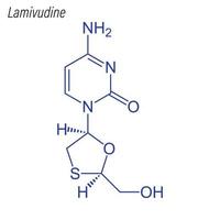 fórmula esquelética vetorial da lamivudina. molécula química da droga. vetor