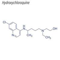 fórmula esquelética vetorial da hidroxicloroquina. droga química mol vetor