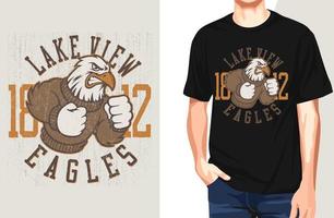 Lakeview eagles t shirt.can ser usado para impressão de t-shirt, impressão de caneca, travesseiros, design de impressão de moda, desgaste infantil, chá de bebê, saudação e cartão postal. design de camiseta vetor