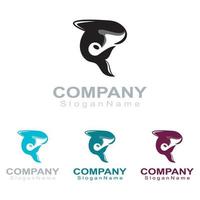 imagem do logotipo da orca do ícone de ilustração de design de mar animal baleia vetor