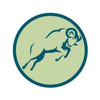 ícone de círculo de salto de ovelhas de montanha vetor