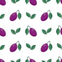 padrão de fruta consistindo de ameixa de repetição perfeita linda. fruta padrão colorido simples de ameixa sem costura. vetor