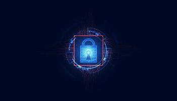 tecnologia abstrata cibersegurança privacidade informações rede conceito cadeado proteção rede digital link de internet em alta tecnologia fundo azul futuro vetor