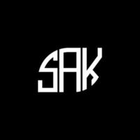 design de logotipo de carta sak em fundo preto. sak conceito de logotipo de letra de iniciais criativas. design de letra sak. vetor