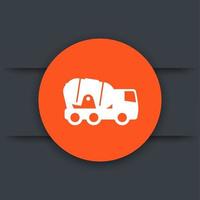 ícone de caminhão betoneira, sinal redondo vetor