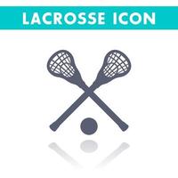 ícone de lacrosse isolado em branco, varas de lacrosse e bola, ilustração vetorial vetor