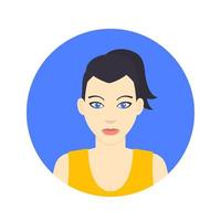 ícone de avatar, garota em estilo simples sobre branco, ilustração vetorial vetor