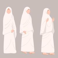 personagem muçulmano plana vestindo ihram em peregrinação hajj vetor
