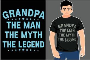 camiseta vovô, o homem, o mito, a lenda. design de t-shirt de tipografia. camiseta do vovô. vetor