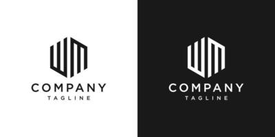 modelo de ícone de design de logotipo de monograma de carta criativa wm fundo branco e preto vetor