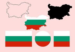 conjunto de ícones de bandeira do mapa da república da bulgária vetor