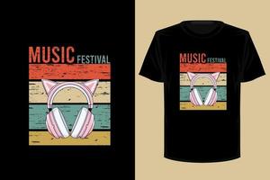 design de camiseta vintage retrô festival de música vetor