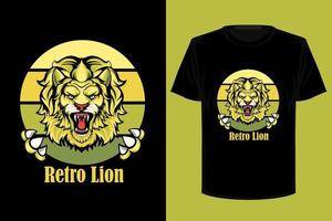 design de camiseta vintage retrô leão retrô vetor