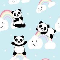 Panda bonito sem costura de fundo, ilustração vetorial de ursos panda dos desenhos animados, crianças criativas para tecido, embrulho, têxtil, papel de parede, vestuário. vetor