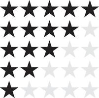 avaliação do produto ou feedback de revisão do cliente com estrelas pretas. classificação do produto ou sinal de feedback de revisão do cliente. vetor