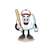 desenho de mascote de nuvem como jogador de beisebol vetor