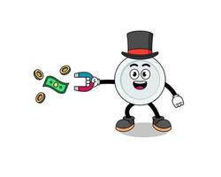 ilustração de personagem de placa pegando dinheiro com um ímã vetor