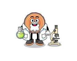 mascote do tronco de madeira como cientista vetor