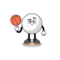ilustração de bola de arroz como jogador de basquete vetor