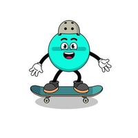 mascote de comprimido de medicina jogando um skate vetor