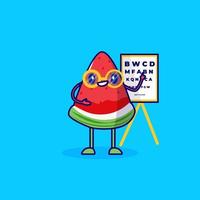 personagem de desenho animado de melancia ensinando letras vetor
