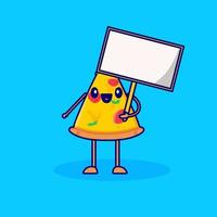 vetor de personagem de desenho animado de pizza carregando uma prancha