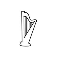 harpa música instrumento entretenimento doodle de linha orgânica desenhada à mão vetor