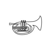 trombone música instrumento entretenimento doodle de linha orgânica desenhada à mão vetor