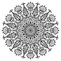 padrão circular em forma de mandala para henna, tatuagem, decoração. belo relaxamento ornamento preto e branco. vetor