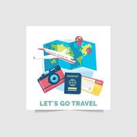 viagens, ilustração de férias com design plano