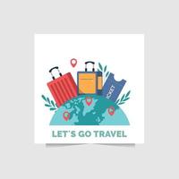 viagens, ilustração de férias com design plano
