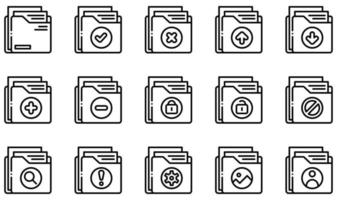 conjunto de ícones vetoriais relacionados a pastas. contém ícones como pasta, arquivo, documento, armazenamento, dados, arquivo e muito mais. vetor