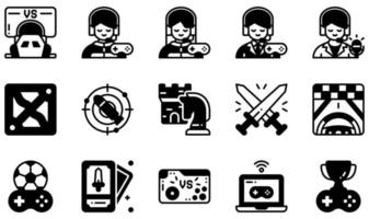 conjunto de ícones vetoriais relacionados ao esports. contém ícones como esports, treinamento, jogo de luta, jogo de corrida, jogo para celular, jogos online e muito mais. vetor