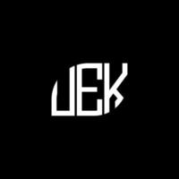 design de logotipo de carta uek em fundo preto. conceito de logotipo de carta de iniciais criativas uek. design de letra uek. vetor