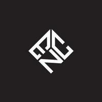 design de logotipo de carta enc em fundo preto. enc conceito de logotipo de letra de iniciais criativas. design de carta enc. vetor
