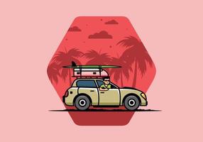 ilustração de um homem andando de carro para férias vetor