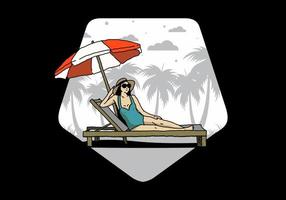 relaxe na cadeira de praia sob a ilustração do guarda-chuva vetor