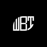 design de logotipo de carta wbt em fundo preto. conceito de logotipo de carta de iniciais criativas wbt. design de letra wbt. vetor