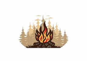 fogueira na ilustração de distintivo da selva vetor
