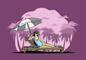 relaxe na cadeira de praia sob a ilustração do guarda-chuva vetor