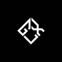 design de logotipo de carta glx em fundo preto. conceito de logotipo de carta de iniciais criativas glx. design de letra glx. vetor