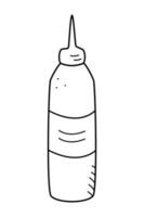 tubo para creme ou tinta com um bico estreito, ilustração vetorial doodle de um recipiente para líquido cosmético ou doméstico, isolado em branco. vetor