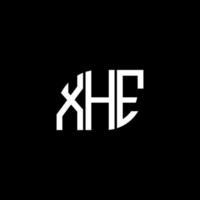 xhe carta design.xhe carta logo design em fundo preto. xhe conceito de logotipo de letra de iniciais criativas. xhe carta design.xhe carta logo design em fundo preto. x vetor