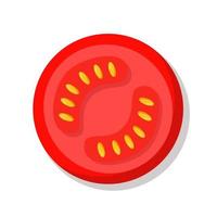 fatia de tomate vermelho isolado no branco. vegetal de ilustração vetorial. ícone de tomate plano vetor