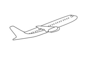 avião de passageiros em contorno de voo isolado no fundo branco. ilustração vetorial de um avião, vetor