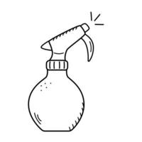 pulverizador para pulverizar estilo doodle de desenho animado de água. ícone de vetor web spray para uso doméstico, cabeleireiro e jardinagem. a ilustração é isolada em branco
