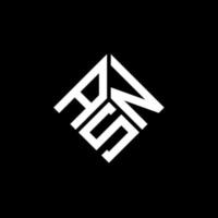 design de logotipo de carta asn em fundo preto. conceito de logotipo de letra de iniciais criativas asn. design de carta asn. vetor