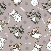 doodle de padrão perfeito de gatinho e gatos de animais fofos para crianças e bebês vetor