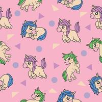 doodle de padrão perfeito de cavalo de unicórnio mágico animal fofo para crianças e bebês vetor